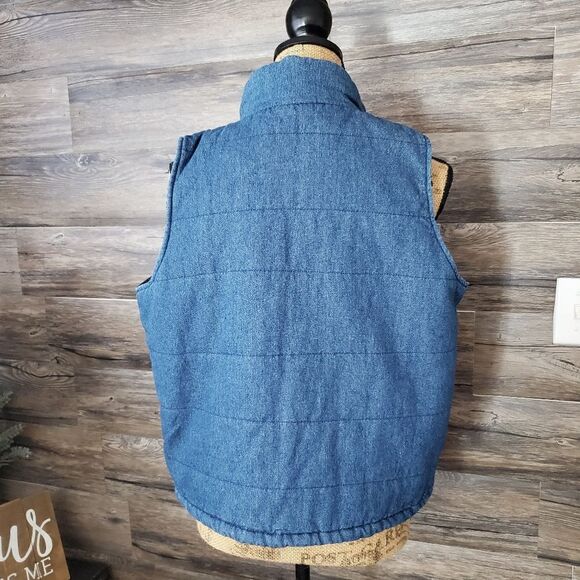 E 2 Western Denim Puffer Jacket Large Full Zip Button - Picture 2 of 9